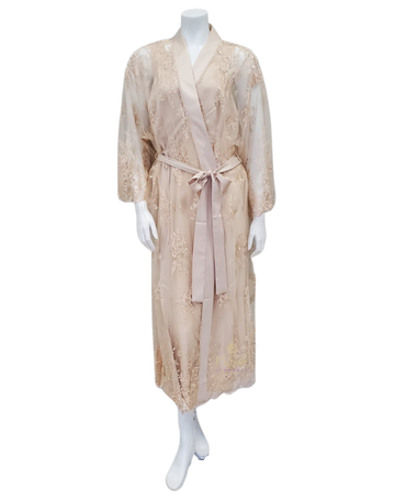 Rya Collection 220X Champagne Darling Embroidered Lace Robe Plus Sizes myselflingerie.com